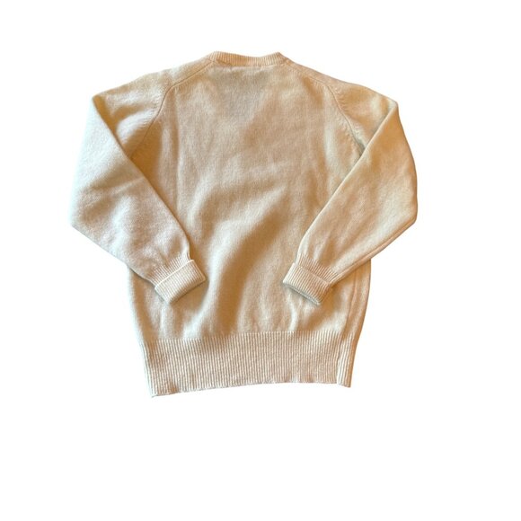 Vintage 70s Van-Picone 100% Lambswool V-Neck Sweater Medi Ivory Beige Soft Warm - Picture 4 of 4